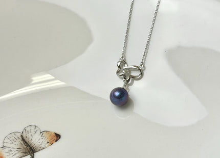 Genuine AAA Peacock Round/Mauve Baroque Freshwater Pearl 925 Sterling Silver Chain Double Heart Design Pearl Bridal Necklace #10341-MPB