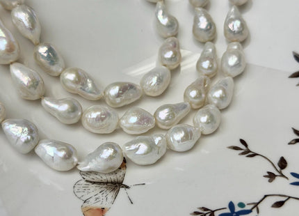 9-10x12-17 mm AAA Natural White Freshwater Baroque Pearl Genuine High Luster Tear Drop Baroque Pearl Beads #P3684