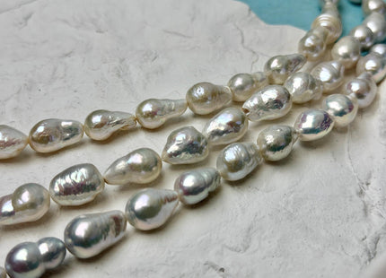 9-10x12-17 mm AAA Natural White Freshwater Baroque Pearl Genuine High Luster Tear Drop Baroque Pearl Beads #P3684