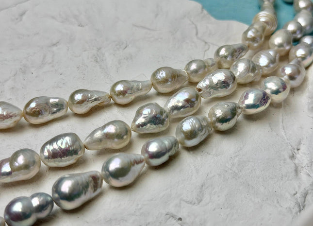 9-10x12-17 mm AAA Natural White Freshwater Baroque Pearl Genuine High Luster Tear Drop Baroque Pearl Beads #P3684
