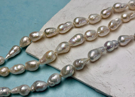 9-10x12-17 mm AAA Natural White Freshwater Baroque Pearl Genuine High Luster Tear Drop Baroque Pearl Beads #P3684