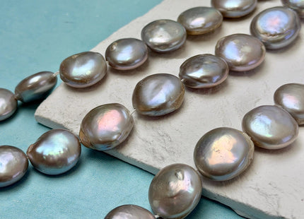 15-18 mm Silver Gray Coin Freshwater Pearl Beads Jumbo Size Coin Pearl Beads C Grade #P3685