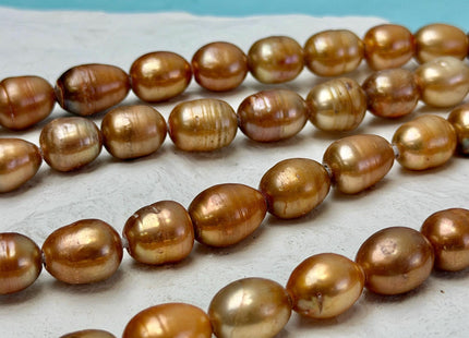 10-11x13 mm Half Strand Large Hole Ochre Orange color Rice/Oval Freshwater Pearl Beads Hole size 2.2 mm Rare Ochre Orange Color Pearls #1475