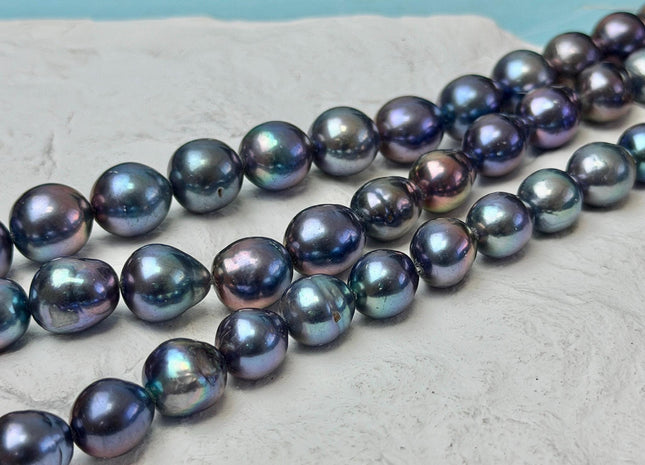 9-11 mm AA Rare Rainbow Peacock Freshwater Edison Baroque Pearls High Luster Teardrop Edison Pearl Beads #P3690
