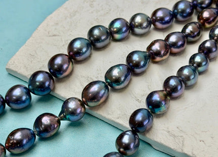 9-11 mm AA Rare Rainbow Peacock Freshwater Edison Baroque Pearls High Luster Teardrop Edison Pearl Beads #P3690