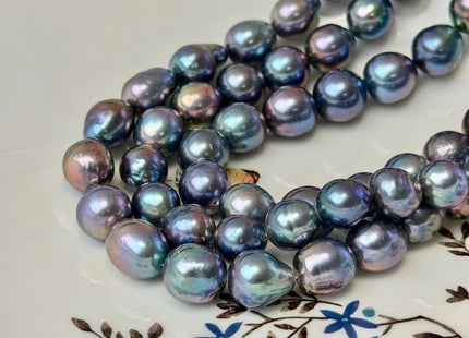 9-11 mm AA Rare Rainbow Peacock Freshwater Edison Baroque Pearls High Luster Teardrop Edison Pearl Beads #P3690