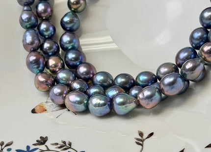 9-11 mm AA Rare Rainbow Peacock Freshwater Edison Baroque Pearls High Luster Teardrop Edison Pearl Beads #P3690