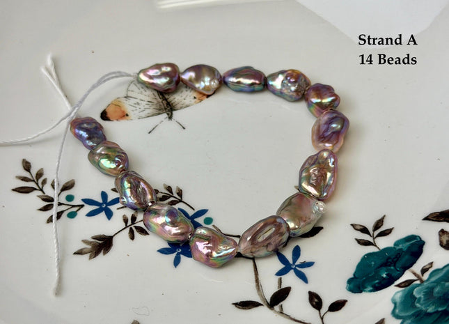One-Of-A-Kind 8-10x9-16 mm AAA Half Strand Rare Natural Dark Mauve Pink Keshi High Luster Nugget Large Hole 1.5mm Freshwater Pearls #P3691