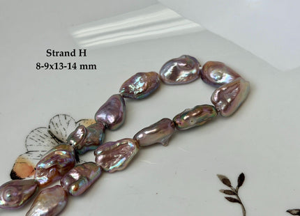 One-Of-A-Kind 8-10x9-16 mm AAA Half Strand Rare Natural Dark Mauve Pink Keshi High Luster Nugget Large Hole 1.5mm Freshwater Pearls #P3691