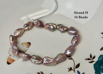 One-Of-A-Kind 8-10x9-16 mm AAA Half Strand Rare Natural Dark Mauve Pink Keshi High Luster Nugget Large Hole 1.5mm Freshwater Pearls #P3691