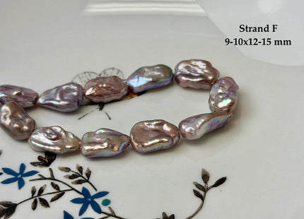 One-Of-A-Kind 8-10x9-16 mm AAA Half Strand Rare Natural Dark Mauve Pink Keshi High Luster Nugget Large Hole 1.5mm Freshwater Pearls #P3691