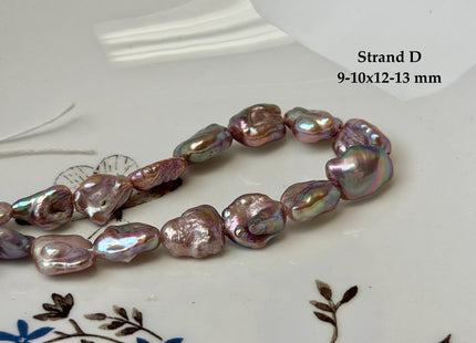 One-Of-A-Kind 8-10x9-16 mm AAA Half Strand Rare Natural Dark Mauve Pink Keshi High Luster Nugget Large Hole 1.5mm Freshwater Pearls #P3691