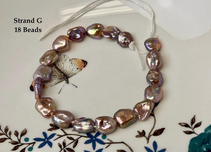 One-Of-A-Kind 8-10x9-16 mm AAA Half Strand Rare Natural Dark Mauve Pink Keshi High Luster Nugget Large Hole 1.5mm Freshwater Pearls #P3691