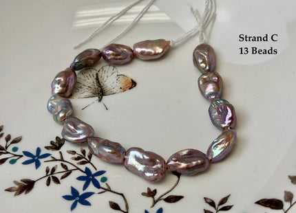 One-Of-A-Kind 8-10x9-16 mm AAA Half Strand Rare Natural Dark Mauve Pink Keshi High Luster Nugget Large Hole 1.5mm Freshwater Pearls #P3691