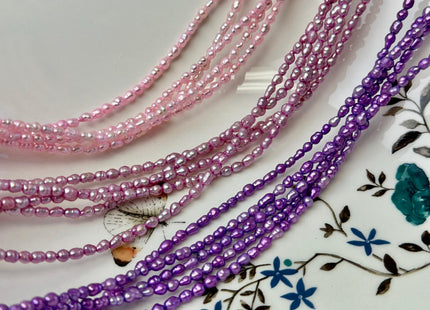 3x4-5 mm Blue Pink Purple Gray Color Small Baby Keshi Baroque Freshwater Pearls Tiny Keshi Pearl Beads 15 Inch Strand #P3692