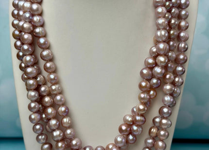 40 Inches Hand Knotted 9-10 mm Potato Natural Pink Color Freshwater Pearl Necklaces Long Pearl Necklace #1678