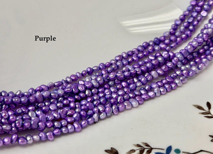 2.5x3-3.5 mm AA Purple Pink Blue Potato Nugget Freshwater Seed Pearl Beads Genuine Tiny Seed Pearl Beads 14 Inches #P3693