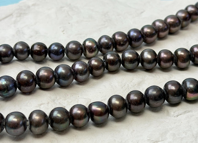 9.5-10 mm Large Hole Potato Gray Peacock Freshwater Pearl Beads Hole Size 2.2 mm Genuine Large Hole Freshwater Pearls #1563