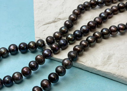 9.5-10 mm Large Hole Potato Gray Peacock Freshwater Pearl Beads Hole Size 2.2 mm Genuine Large Hole Freshwater Pearls #1563
