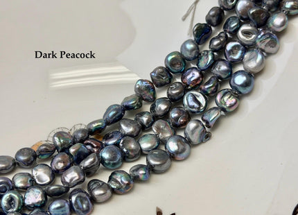 9-12 mm AA Half Strand High Luster Blue Peacock Keshi Nugget Freshwater Pearl Beads Large Hole Size 1.5 mm Pearl Beads #P3694