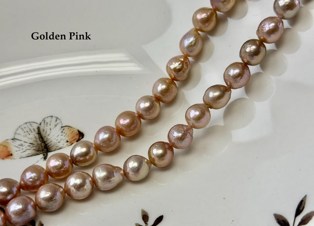 8-9 mm AA Very Rare Natural Dark Mauve Golden Pink Freshwater Edison Baroque Pearls High Luster Purple Edison Beads #P3695