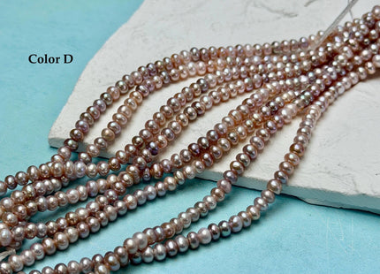5 mm AA Large Hole Natural Mauve Pink Half Strand Round Button Rondelle Freshwater Pearls Hole Size 1.5mm 2.1mm 50 Beads #P3697