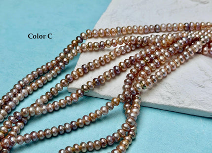 5 mm AA Large Hole Natural Mauve Pink Half Strand Round Button Rondelle Freshwater Pearls Hole Size 1.5mm 2.1mm 50 Beads #P3697