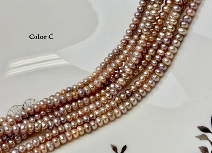 5 mm AA Large Hole Natural Mauve Pink Half Strand Round Button Rondelle Freshwater Pearls Hole Size 1.5mm 2.1mm 50 Beads #P3697