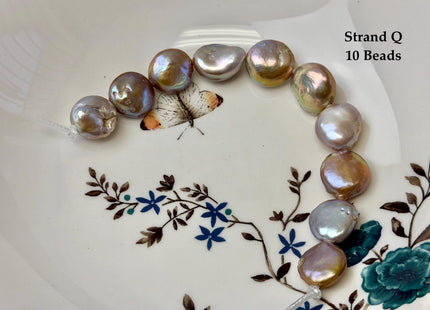 One-Of-A-Kind 12-26 mm Natural Mauve Pink Seaweed Freshwater Round Baroque Coin Pearls High Luster Large 2.1mm Hole Beads #P3722