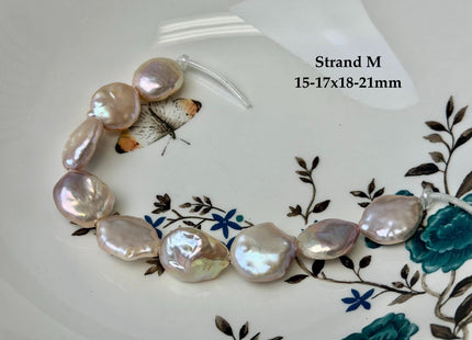 One-Of-A-Kind 12-26 mm Natural Mauve Pink Seaweed Freshwater Round Baroque Coin Pearls High Luster Large 2.1mm Hole Beads #P3722