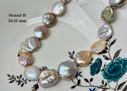 One-Of-A-Kind AA 15-32 mm Natural White and Mauve Pink Seaweed Large Keshi Baroque Round Rectangular Coin Freshwater Pearl Beads #P3698