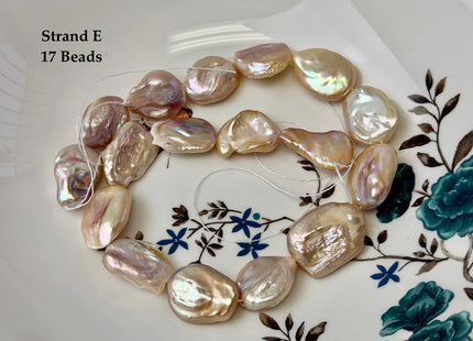 One-Of-A-Kind AA 15-32 mm Natural White and Mauve Pink Seaweed Large Keshi Baroque Round Rectangular Coin Freshwater Pearl Beads #P3698