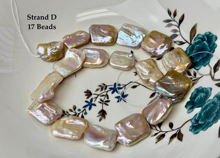 One-Of-A-Kind AA 15-32 mm Natural White and Mauve Pink Seaweed Large Keshi Baroque Round Rectangular Coin Freshwater Pearl Beads #P3698