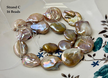 One-Of-A-Kind AA 15-32 mm Natural White and Mauve Pink Seaweed Large Keshi Baroque Round Rectangular Coin Freshwater Pearl Beads #P3698
