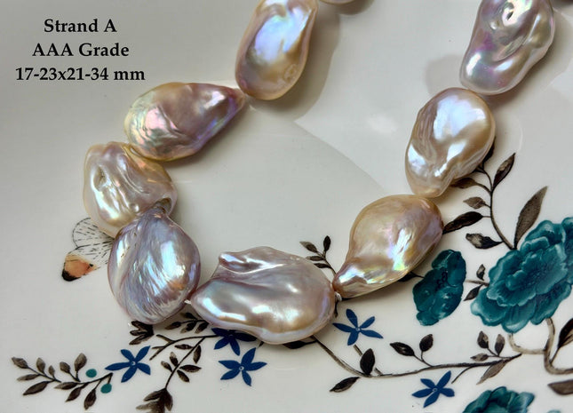 One-Of-A-Kind AA 15-32 mm Natural White and Mauve Pink Seaweed Large Keshi Baroque Round Rectangular Coin Freshwater Pearl Beads #P3698