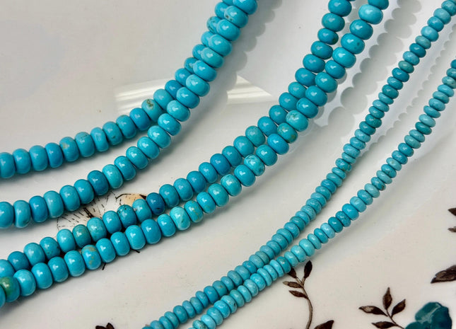 2x4mm 4x6mm Smooth Rondelle Shape Turquoise Gemstone Blue Green Beads #4886