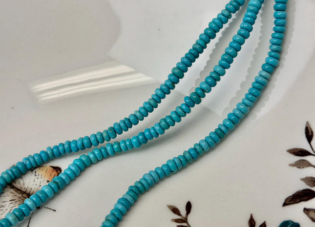 2x4mm 4x6mm Smooth Rondelle Shape Turquoise Gemstone Blue Green Beads #4886