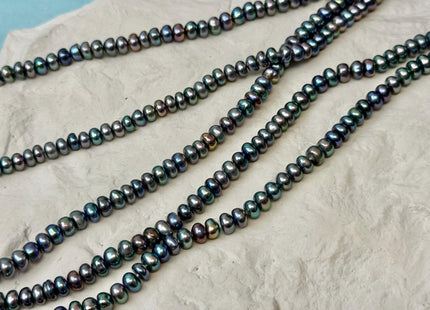 4-5 mm AAA Peacock Color Button Pearl Genuine High Luster Freshwater Pearl Beads 15 Inches #P3699