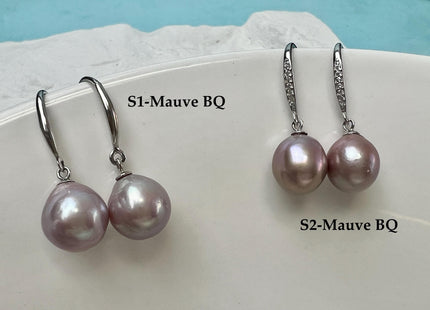 Natural White/Dark Mauve Or Peacock Baroque Pearl Hook Earring W/925 Sterling Silver Bridal Jewelry #ER0006