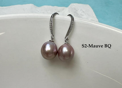 Natural White/Dark Mauve Or Peacock Baroque Pearl Hook Earring W/925 Sterling Silver Bridal Jewelry #ER0006
