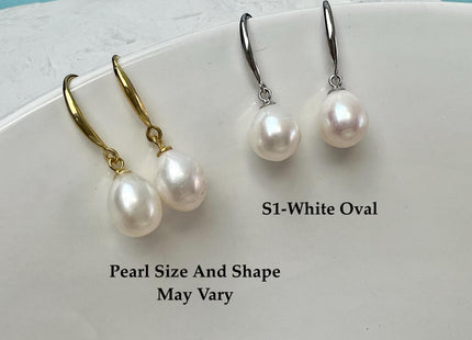 Natural White/Dark Mauve Or Peacock Baroque Pearl Hook Earring W/925 Sterling Silver Bridal Jewelry #ER0006