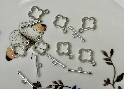 10 mm 925 Sterling Silver Clover Toggle Clasp Findings Clover Round Design DIY Jewelry #10402
