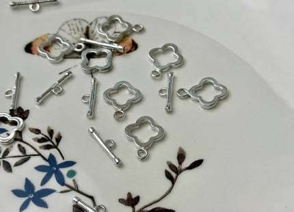 10 mm 925 Sterling Silver Clover Toggle Clasp Findings Clover Round Design DIY Jewelry #10402
