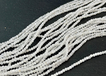 2-2.5 mm Faceted Round Tiny Natural White Moonstone Gemstone Beads 15 Inches Strand #4888