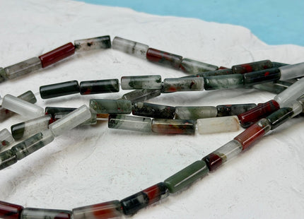 4x12-13 mm Tube Shape Natural African Bloodstone Gemstone Loose Beads 15.5 Inches Strand #4894