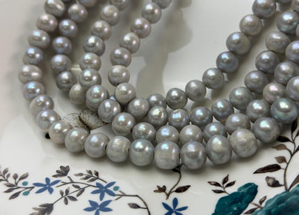 10-11 mm B Grade Large Hole Grey Freshwater Pearls, Grey Freshwater Potato Pearls, Hole Size 2.0 mm #1314