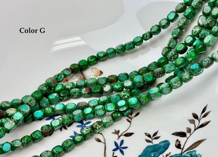 5-6x7-7.5 mm Natural Jasper Gemstone Nugget Beads Multi Green Red Brown Blue Color Rectangular Shape Beads #4774