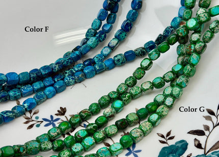 5-6x7-7.5 mm Natural Jasper Gemstone Nugget Beads Multi Green Red Brown Blue Color Rectangular Shape Beads #4774
