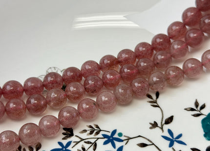 4mm 6mm 8mm 10mm Natural Color Smooth Round Strawberry Quartz Gemstone Beads Natural Pink Strawberry Quartz Loose Beads #2372