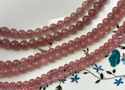 4mm 6mm 8mm 10mm Natural Color Smooth Round Strawberry Quartz Gemstone Beads Natural Pink Strawberry Quartz Loose Beads #2372